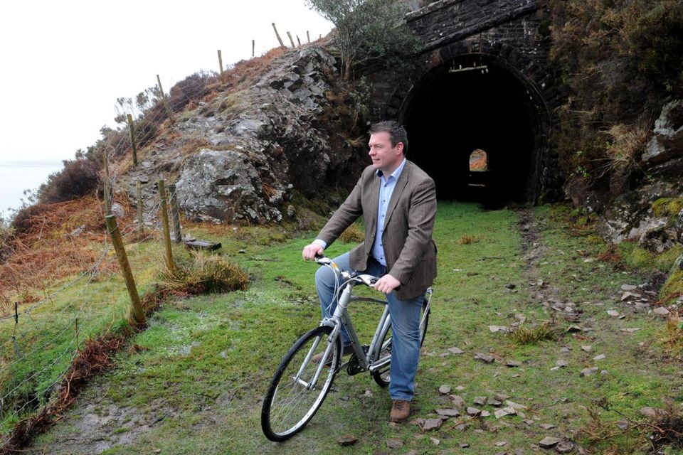 Scenic Route: Junior Transport Minister Alan Kelly on the old Glenbeigh to Cahersiveen railway line after he launched a €3.4m greenway development last March. Photo: Don MacMonagle
