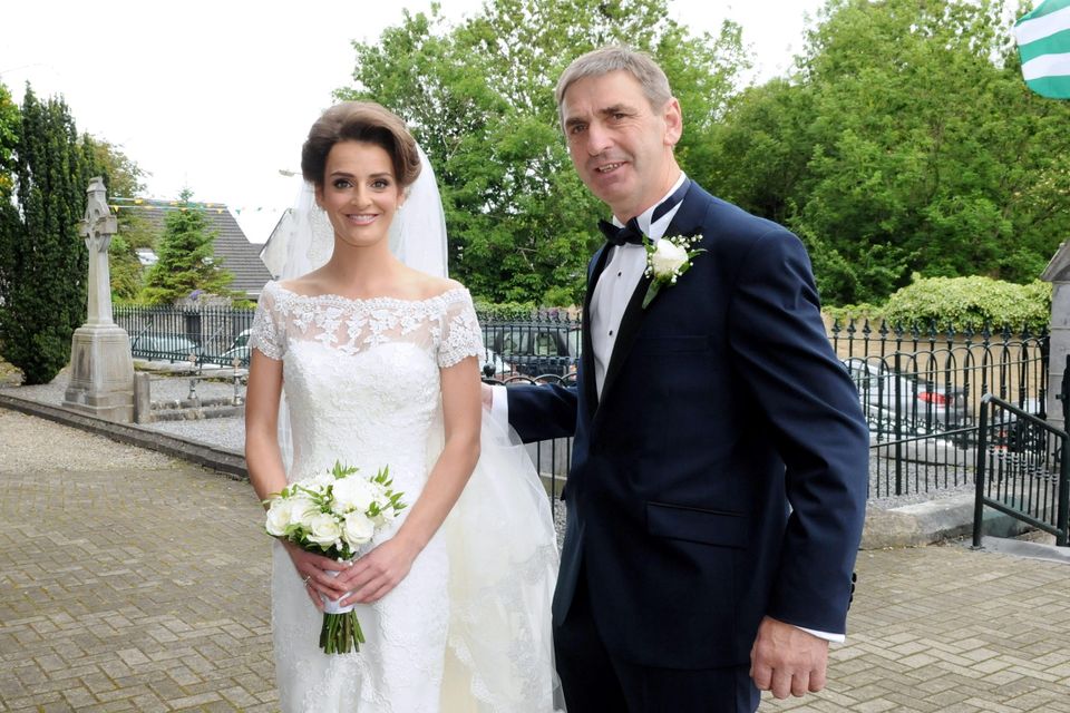 12/6/2015  Attending the Wedding of Irish Rugby player Sean Cronin and Claire Mulcahy at St. Josephs Catholic Church, Castleconnell, Co. Limerick were Ger Mulcahy with Daughter and Bride Claire Mulcahy.
Pic: Gareth Williams / Press 22