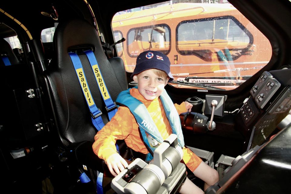 Jordann during his tour of Wicklow's RNLI lifeboat.  Photo: RNLI Wicklow