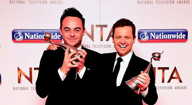 Anthony McPartlin and Declan Donnelly with the award for Best TV Presenters in the press room at the National Television Awards 2016 held at The O2 Arena in London
