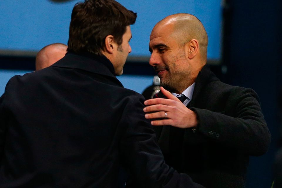 Pep Guardiola and Mauricio Pochettino look to be on a collision course before their teams meet in December. Photo: Getty