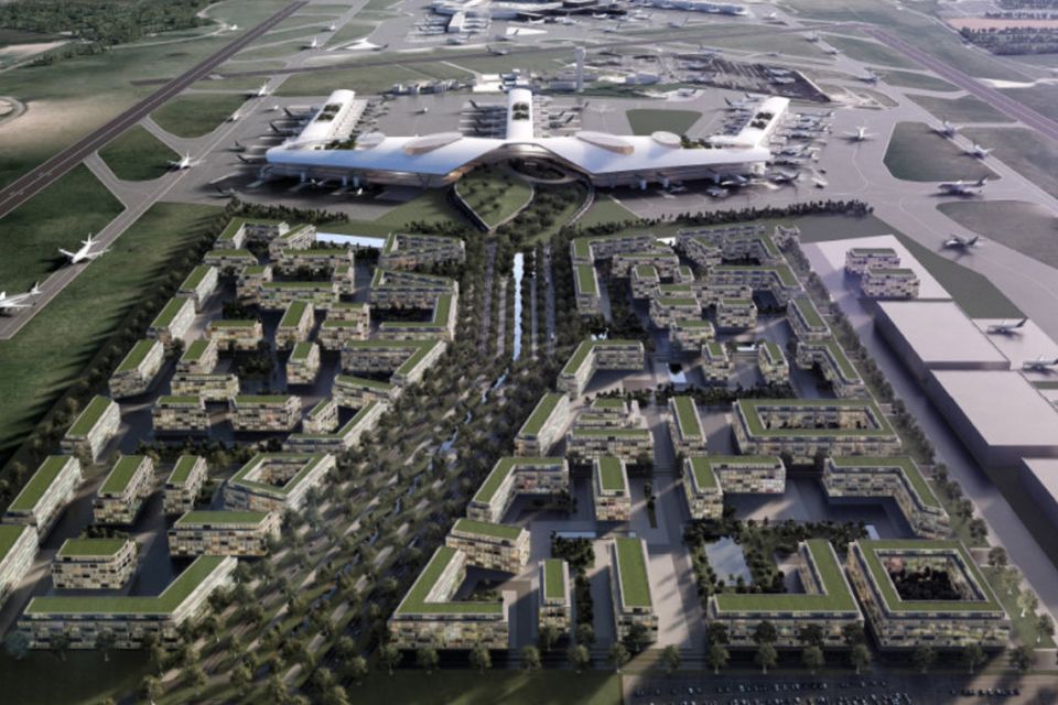 An artist’s impression — supplied to councillors — of a third terminal to the west of Dublin Airport
