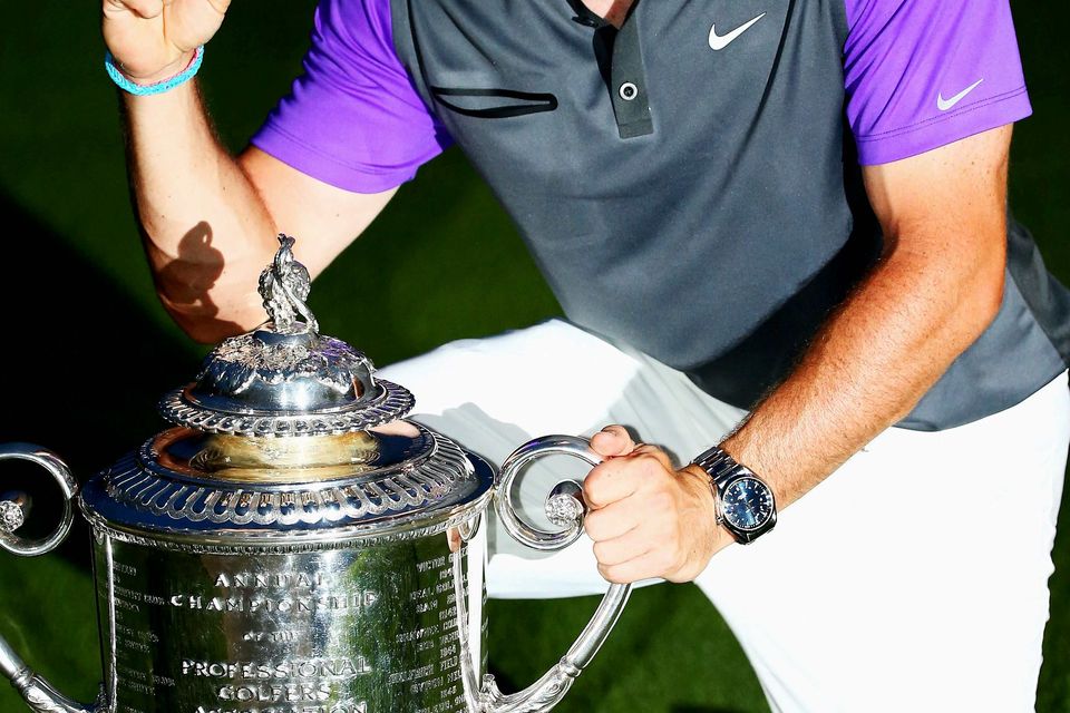 Rory McIlroy poses with the Wanamaker trophy after his one-stroke victory during the final round of the 96th PGA Championship at Valhalla  Photo: Getty Images