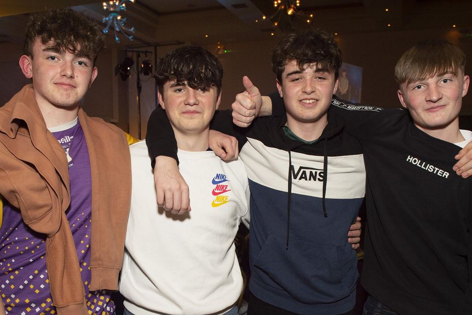 Sean Dunne, Steve Kavanagh, Ciaran Gethings and Ben Hughes at the Creagh College Strictly Come Dancing event in the Amber Springs Hotel.