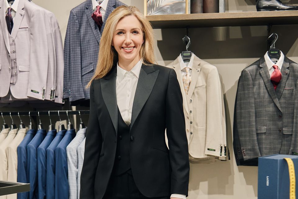 Laura Dowling, aka the Fabulous Pharmacist, in her black suit made by Best Mens Wear specialist Tara Grehan