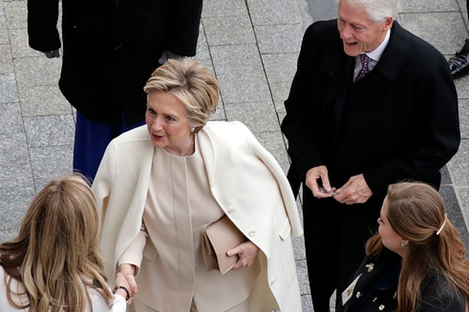 Former President of the United States Bill Clinton and former Secretary of State Hillary Clinton arrive near the east front steps of the Capitol Building before President-elect Donald Trump is sworn in at the 58th Presidential InaugurationJanuary 20, 2017 in Washington, D.C. In today's inauguration ceremony Donald J. Trump becomes the 45th president of the United States.  (Photo by John Angelillo-Pool/Getty Images)