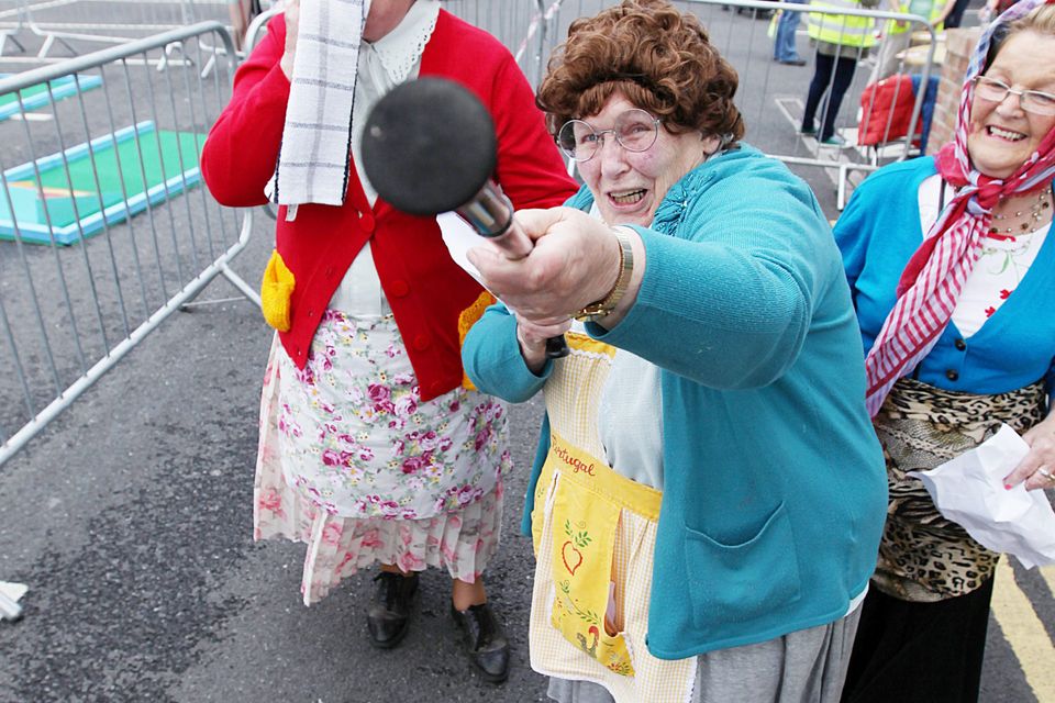 Betty Raffferty, Maureen McCormack and Kay McCovy pictured at Mrs Brown's Boys-themed world record at Finglas Festival