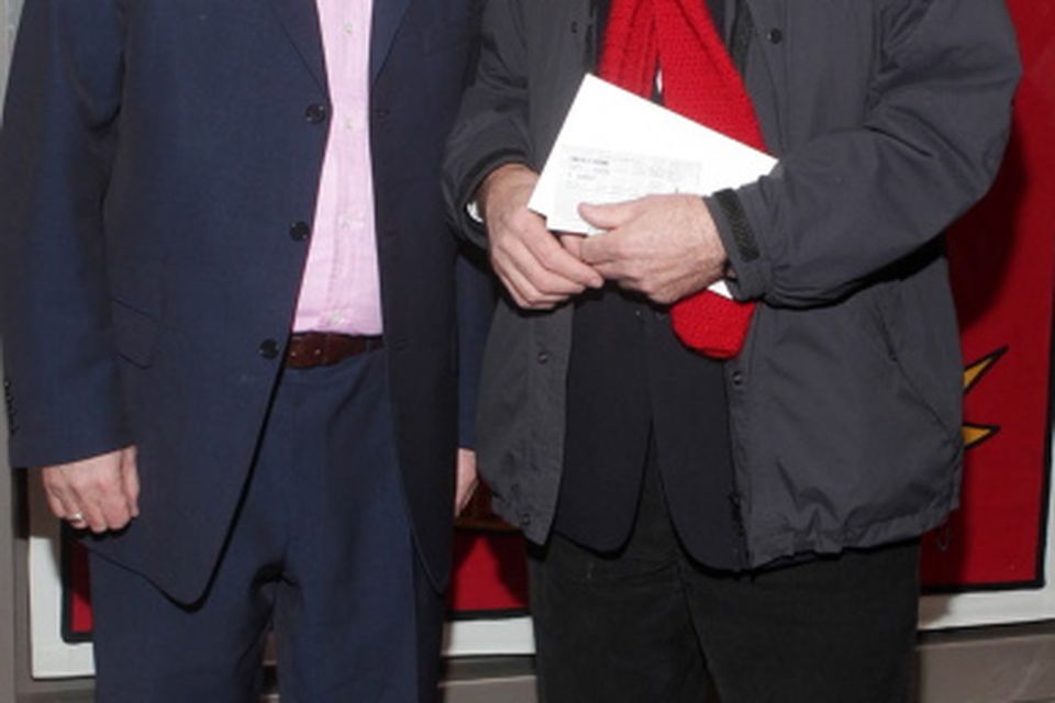 Director of the Abbey Theatre Fiach Mac Conghail and Gerry Adams  pictured last night at the opening night of "The Risen People" at The Abbey Theatre Dublin