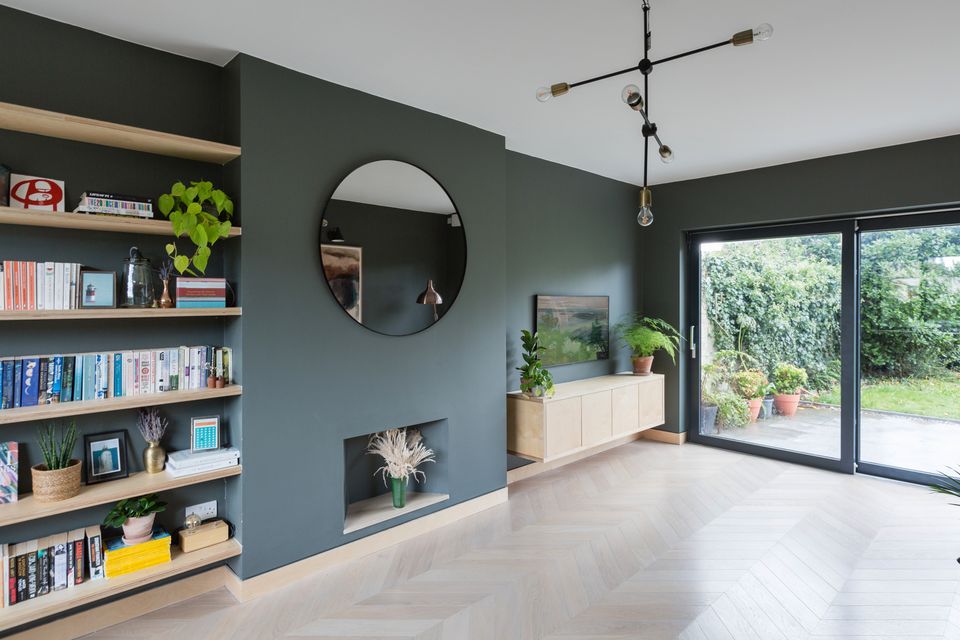 The open-plan living area with sliding doors