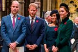 thumbnail: Prince William, Duke of Cambridge and Catherine, Duchess of Cambridge, Prince Harry, Duke of Sussex and Meghan, Duchess of Sussex attend a service marking the centenary of WW1 armistice at Westminster Abbey on November 11, 2018 in London, England