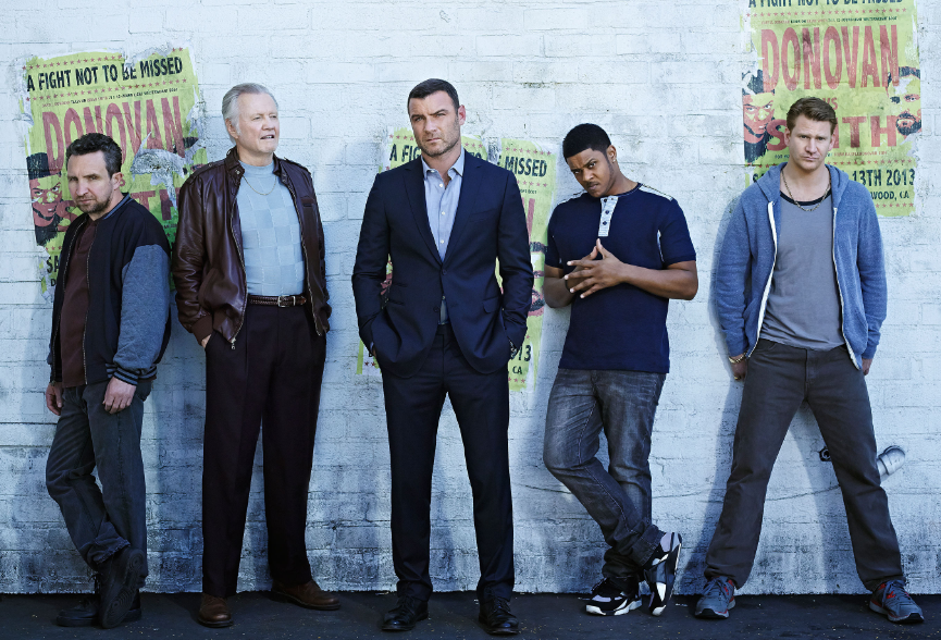 Undated Sky Atlantic Handout Photo from Ray Donovan, Season 2. Pictured:Eddie Marsan as Terry Donovan, Jon Voight as Mickey Donovan, Liev Schreiber as Ray Donovan, Pooch Hall as Daryll and Dash Mihok as Bunchy Donovan. See PA Feature TV Schreiber. Picture Credit should read: PA Photo/BSKYB. WARNING: This picture must only be used to accompany PA Feature TV Schreiber. WARNING: These pictures are either BSKYB copyright or under license to BSKYB. They are for BSKYB editorial use only. These pictures may not be reproduced or redistributed electronically without the permission of Sky Stills Picture Desk.