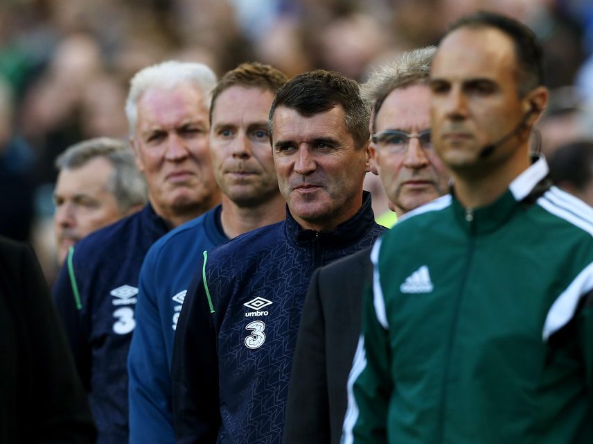 Republic of Ireland assistant manager Roy Keane (centre) ahead of the UEFA Euro 2016 qualifying match at Aviva Stadium, Dublin. PRESS ASSOCIATION Photo. Picture date: Saturday October 11, 2014. See PA story SOCCER Republic. Photo credit should read Brian Lawless/PA Wire.
