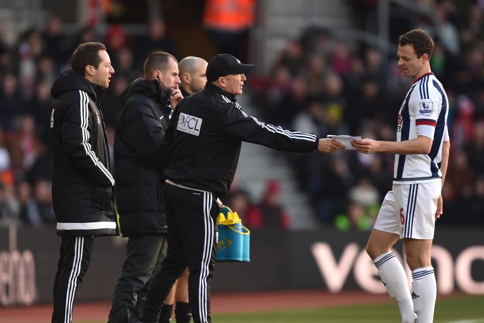 Tony Pulis is happy Jonny Evans (right) stayed at West Brom