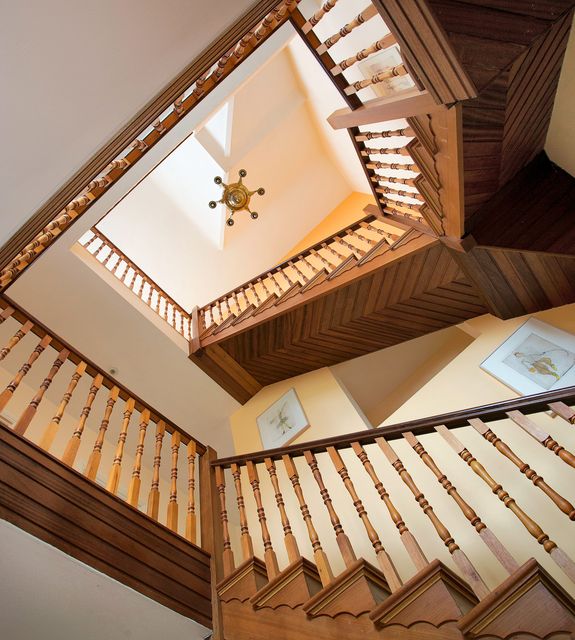 The timber staircase at 7 Pear Tree Field, Blackrock