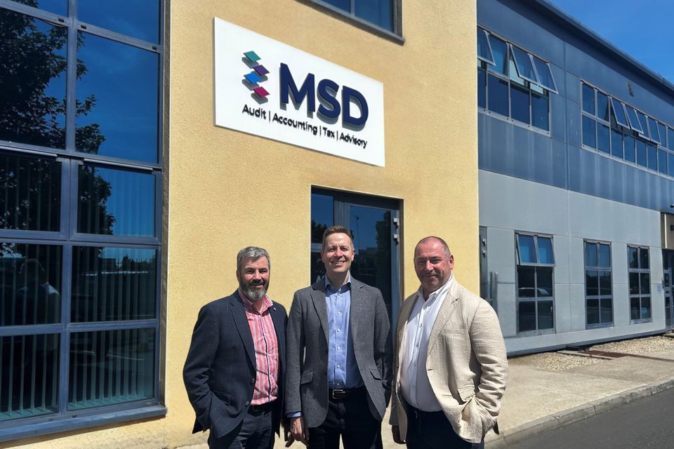 Richard Daly, left, and Brendan Murtagh, right, of MSD with James Beardmore of DJH (centre)