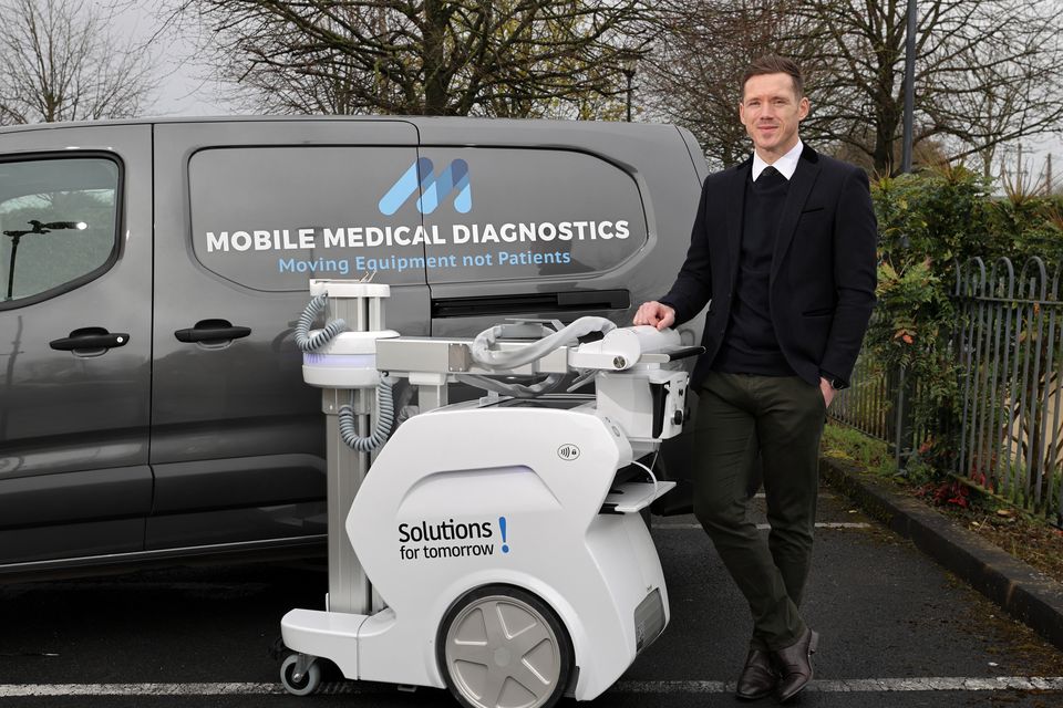 Paul Flynn CEO of Mobile Medical Diagnostics pictured in Trim with one of their mobile X-Ray machines.Picture Credit:Frank McGrath