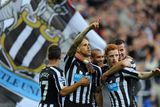 thumbnail: Newcastle player Gabriel Obertan (c) celebrates his goal with team mates during the Barclays Premier League match between Newcastle United and Leicester City