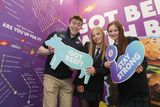 thumbnail: Aoife Fadian and Jessica O'Connor from the Ursuline College, Sligo pictured with ABP's Michael Doyle at the ABP stand at the BT Young Scientist and Technology Exhibition. Aofe and Ursula's project is entitled 'Sheep Strength' and explores the advantages of using wool to reinforce concrete.