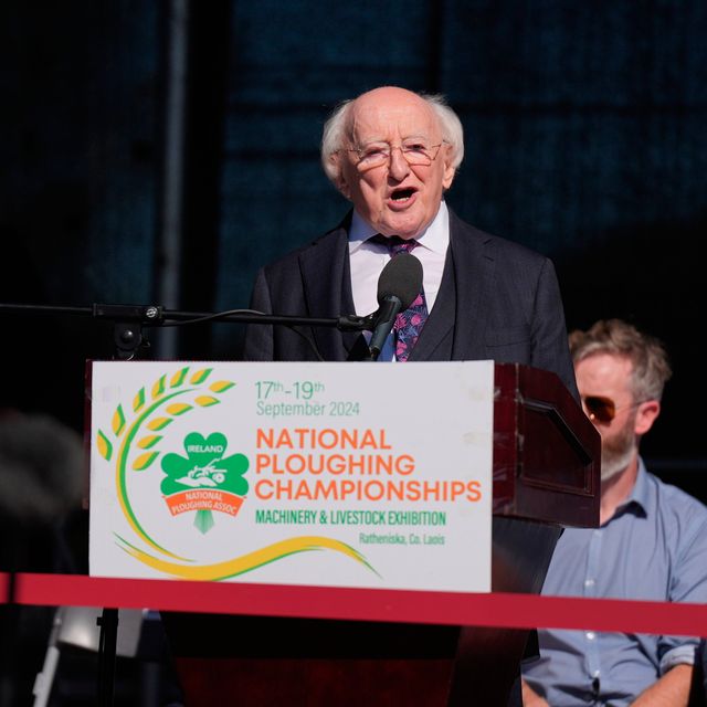 President of Ireland Michael D Higgins during the opening ceremony at the Ploughing Championships at Ratheniska, Co Laois. Photo: Niall Carson/PA Wire