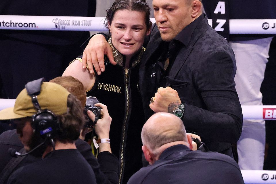 Conor McGregor, right, was in Dublin to support Katie Taylor (Damien Eagers/PA)
