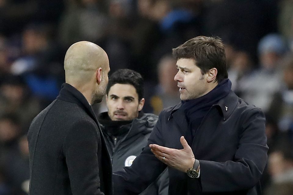 Pep Guardiola, left, claims that Mauricio Pochettino, right, had taken his words the wrong way