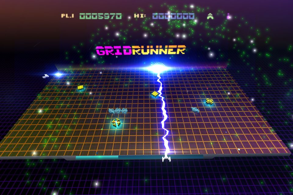 This is one of the later versions of GridRunner, a game that Minter remade many times