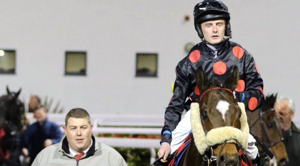Shabra Emperor and jockey Conor McGovern with trainer Anthony McCann – a regular at the track – after landing a handicap at the Co Louth venue last year