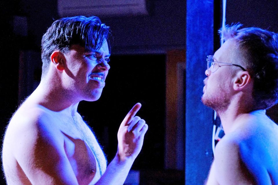 Ross Gaynor and Sean Basil Crawford in The Rice Krispie Killer. Photo by Wen Driftwood