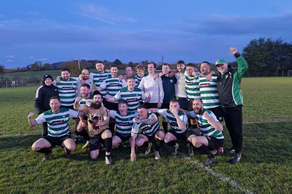 Gorey Celtic celebrate after clinching the Division 5 title.