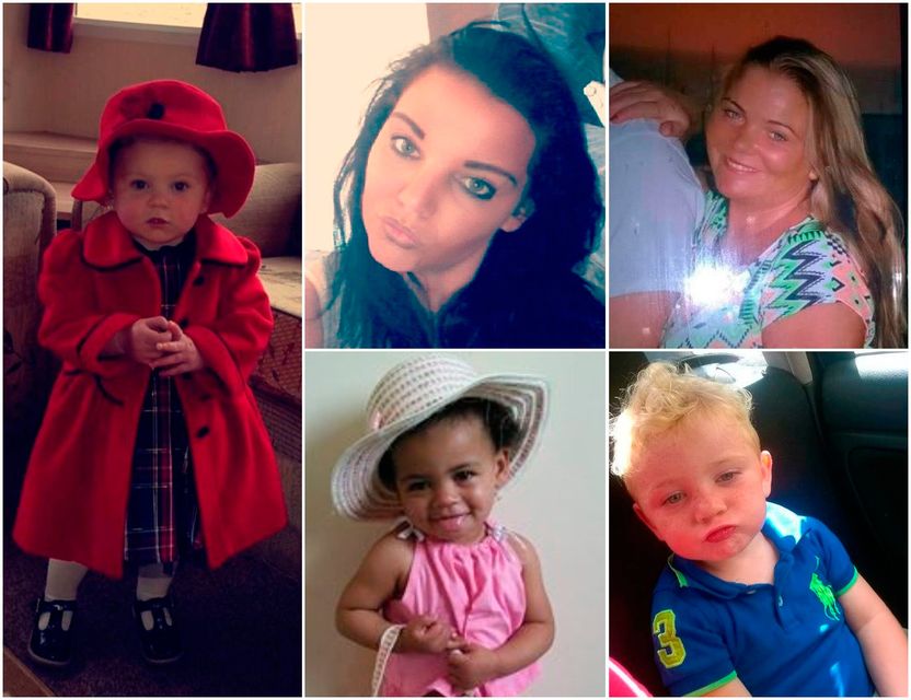 Victims of Clondalkin fire. (From left clockwise) Holly (3), AnneMarie (27), Biddy (aged in her 30s), Jordan (4) and Paris (2) O'Brien