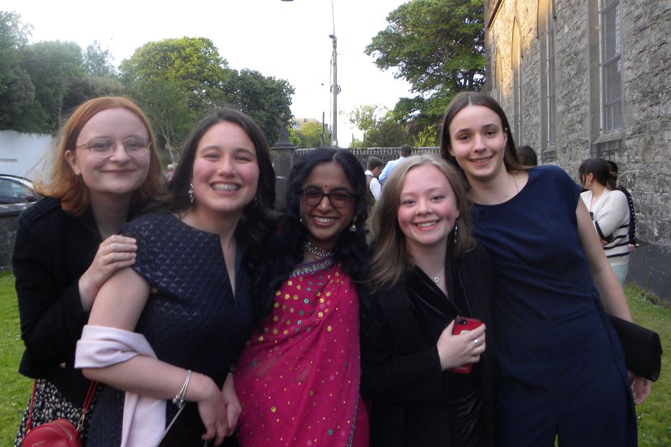 Sadhbh Drummond, Mia Sawai Brandon, Anushka Pathak, Molly Kells and Lun Simeoni after the Service.