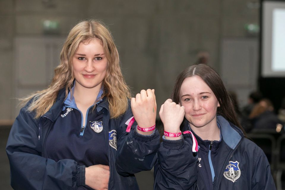 Selskar College, Wexford students Daria Belas and Niamh O’Farrell pictured at South East Technological University’s (SETU) fifth annual Women in Technology event at the SETU Arena in Waterford.