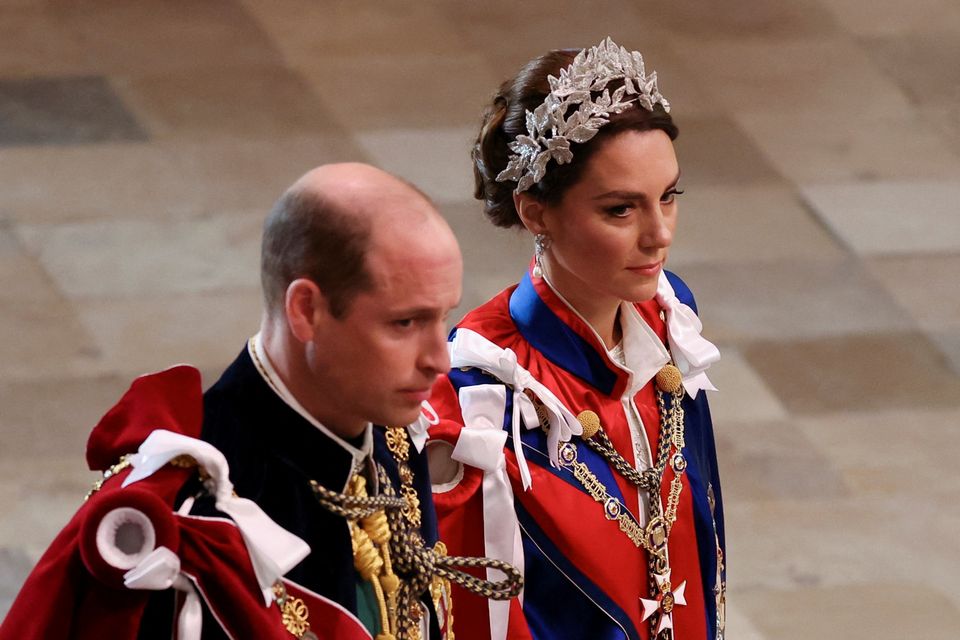 Britain's Prince William and Catherine, Princess of Wales attend Britain's King Charles and Queen Camilla's coronation ceremony at Westminster Abbey, in London, Britain May 6, 2023. REUTERS/Phil Noble/Pool