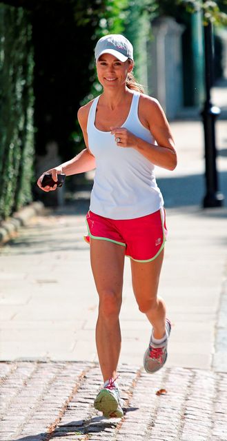 Pippa Middleton, sister of the Duchess of Cambridge goes for a run outside her London home a day after she announced her engagement to financier James Matthews. Picture: Philip Toscano/PA Wire