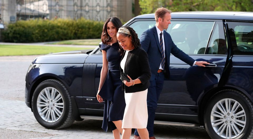 Meghan Markle and her mother, Doria Ragland, arriving at Cliveden House Hotel on the National Trust's Cliveden Estate to spend the night before her wedding to Prince Harry. Steve Parsons/Pool via REUTERS