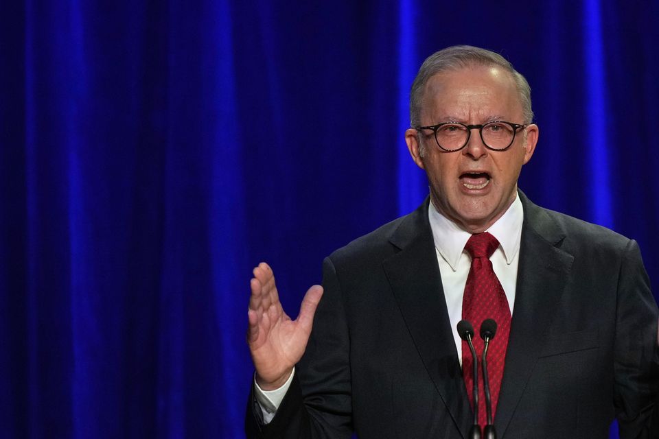 Australian Prime Minister Anthony Albanese addressed supporters (Rick Rycroft/AP)