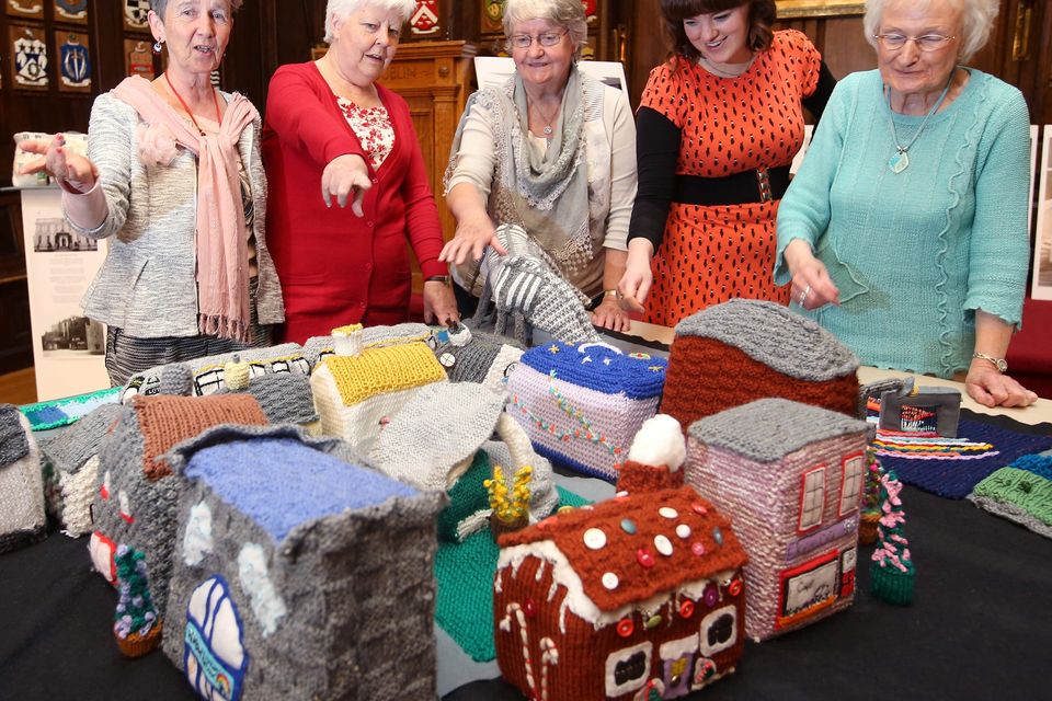 Aine Dempsey, Maureen O’Dwyer, Gemma McKenna, Sadhbh Lawlor and Christina Carlyle look at some of the project’s creations. Picture: Damien Eagers