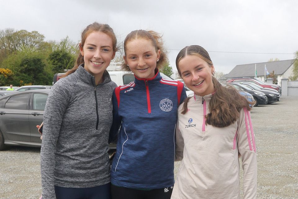 Anna Dolan, Victoria Jordan-Kelly and Anna Gahan at the Stephen O'Leary Memorial 5K Fun Run/Walk in Monageer.