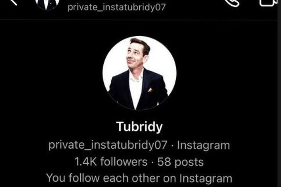Ryan Tubirdy took to Instagram to warn followers about the account.