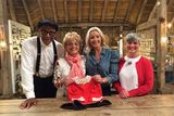 thumbnail: Mona Roddy and her daughter Dearbhla Lennon pictured with presenter Jay Blades and textiles expert Rebecca Bissonnet on the set of The Repair Shop