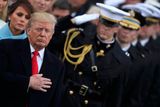 thumbnail: U.S. President Donald Trump and his wife Melania (in blue) stand for the singing of the U.S. National Anthem during Donald Trump's inauguration ceremony at the U.S. Capitol in Washington, U.S., January 20, 2017. REUTERS/Carlos Barria