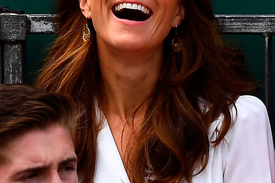The Duchess of Cambridge watches Harriet Dart in action on day two of the Wimbledon Championships at the All England Lawn Tennis and Croquet Club, Wimbledon