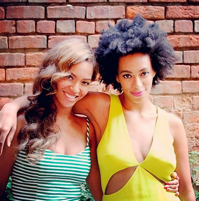 With her sister Solange