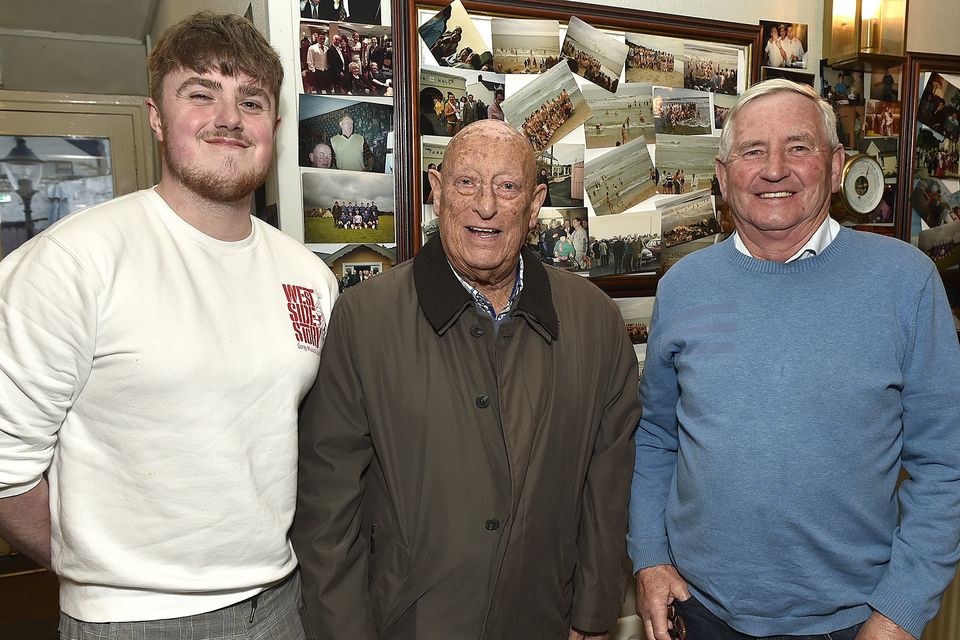 Sean Timmons, Tony Clyne and Billy Kavanagh at the 'Reeling in the Years' exhibition in the Taravie Hotel, Courtown.