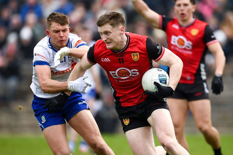 Odhran Murdock is a real driving force for Down in midfield. Photo: Philip Fitzpatrick/Sportsfile