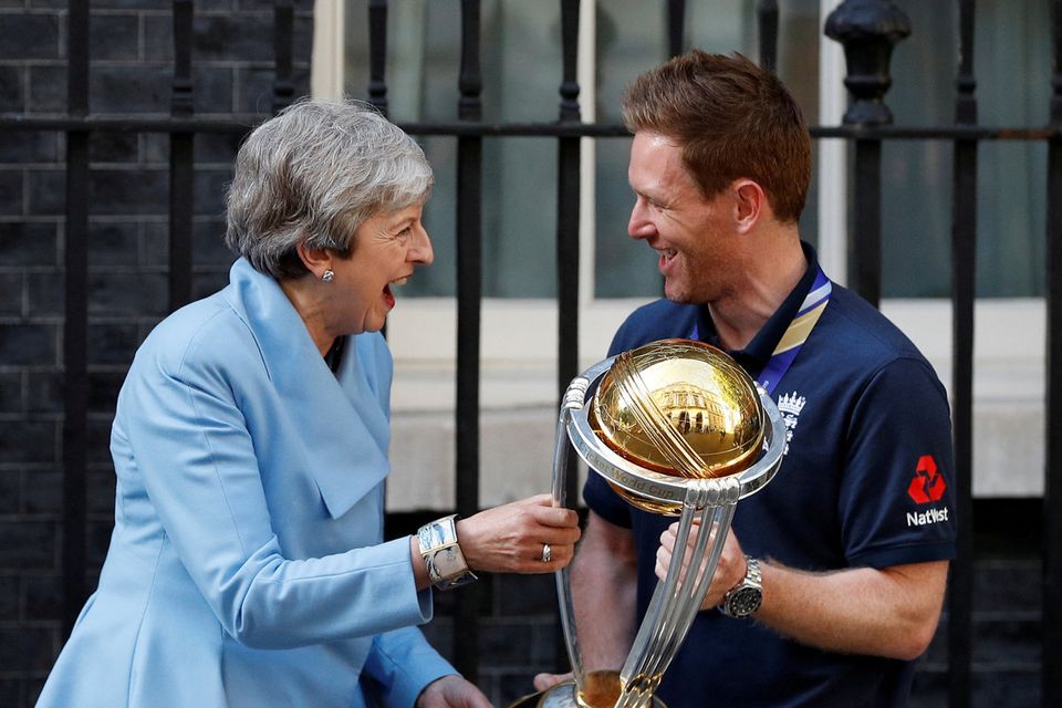 Eoin Morgan with Britain's Prime Minister Theresa May