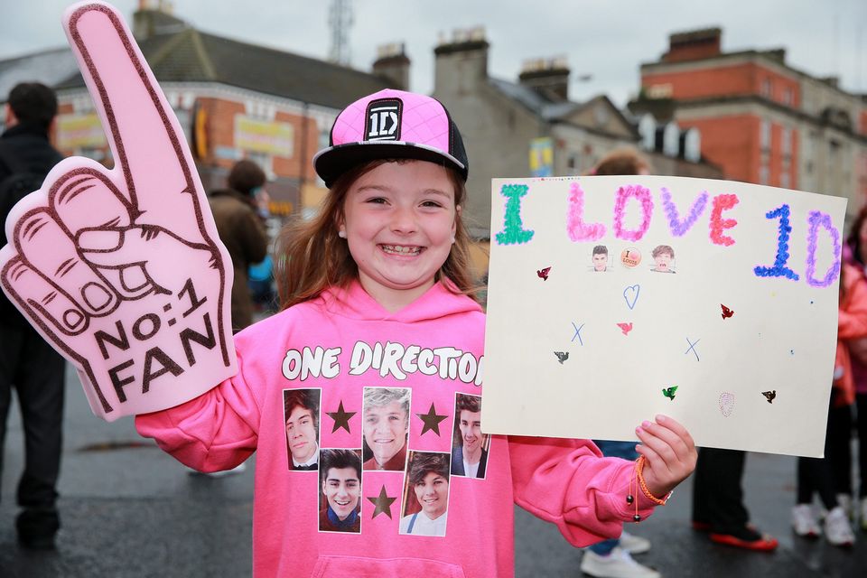 One Direction fan Kaci Thornton, age 7, from Drogheda, on her way to see the band at Croke Park, Dublin.. Picture:Arthur Carron