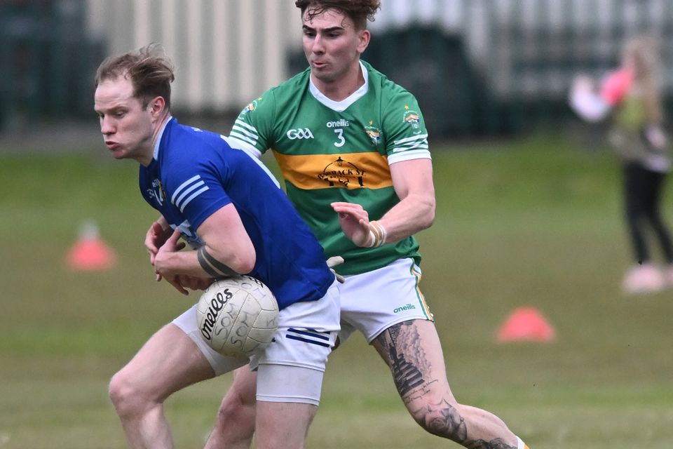 Ardee St Marys' Shane Matthews and Chris O'Neill of Sean O'Mahony's during Division 3B encounter at Point Road. Picture: Ken Finegan/Newspics