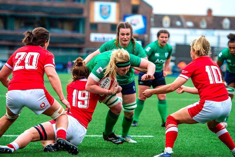 Ireland's Sam Monaghan in action during the TikTok Women's Six Nations defeat to Wales at Cardiff Arms Park in Cardiff, Wales. Photo by Mark Lewis/Sportsfile
