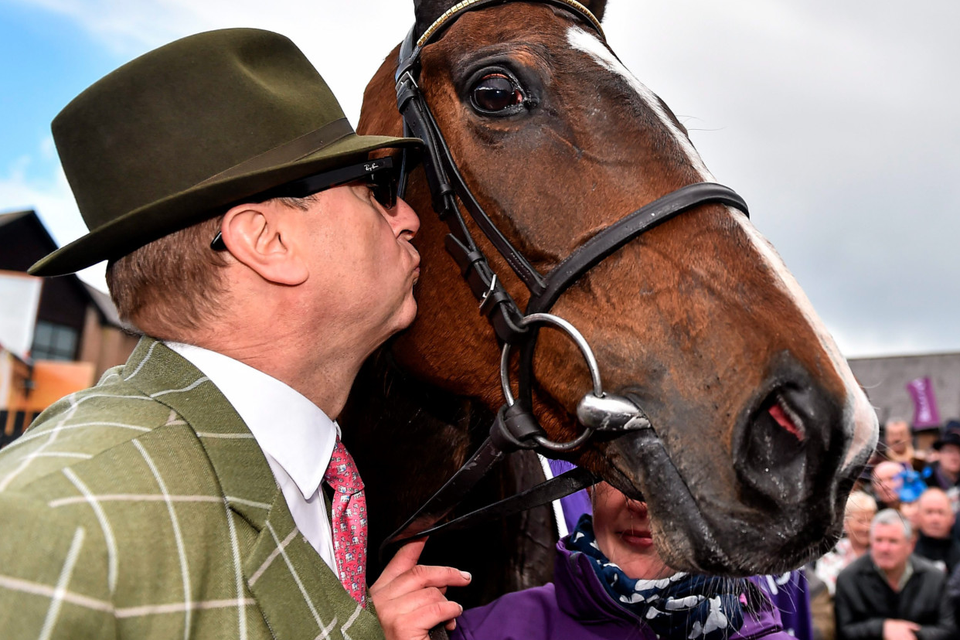 Owner Rich Ricci gives his mare Vroum Vroum Mag a kiss after her win at Punchestown. Photo: Sportsfile